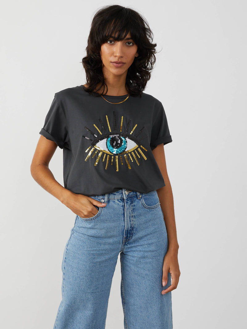 <img =" Black Evil Eye_t-shirt.png" alt="Evil Eye T-shirt Black Color gold sequences"